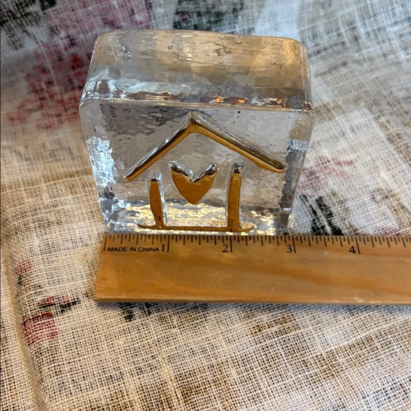 USA artist made molten glass blocks 22K gold raised painted design - Picture 4 of 6